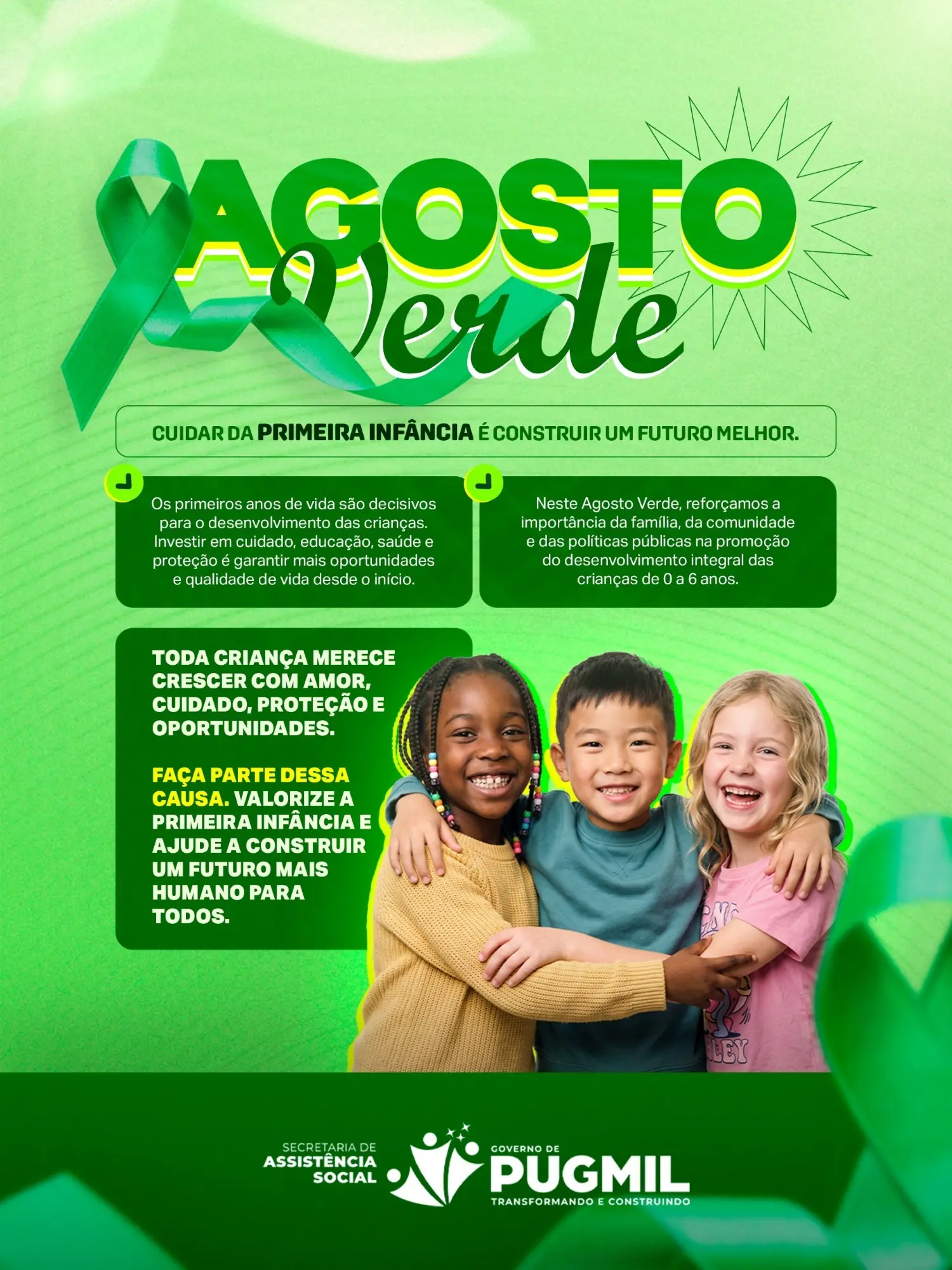 Agosto Verde reforça a importância dos cuidados na primeira infância em Pugmil